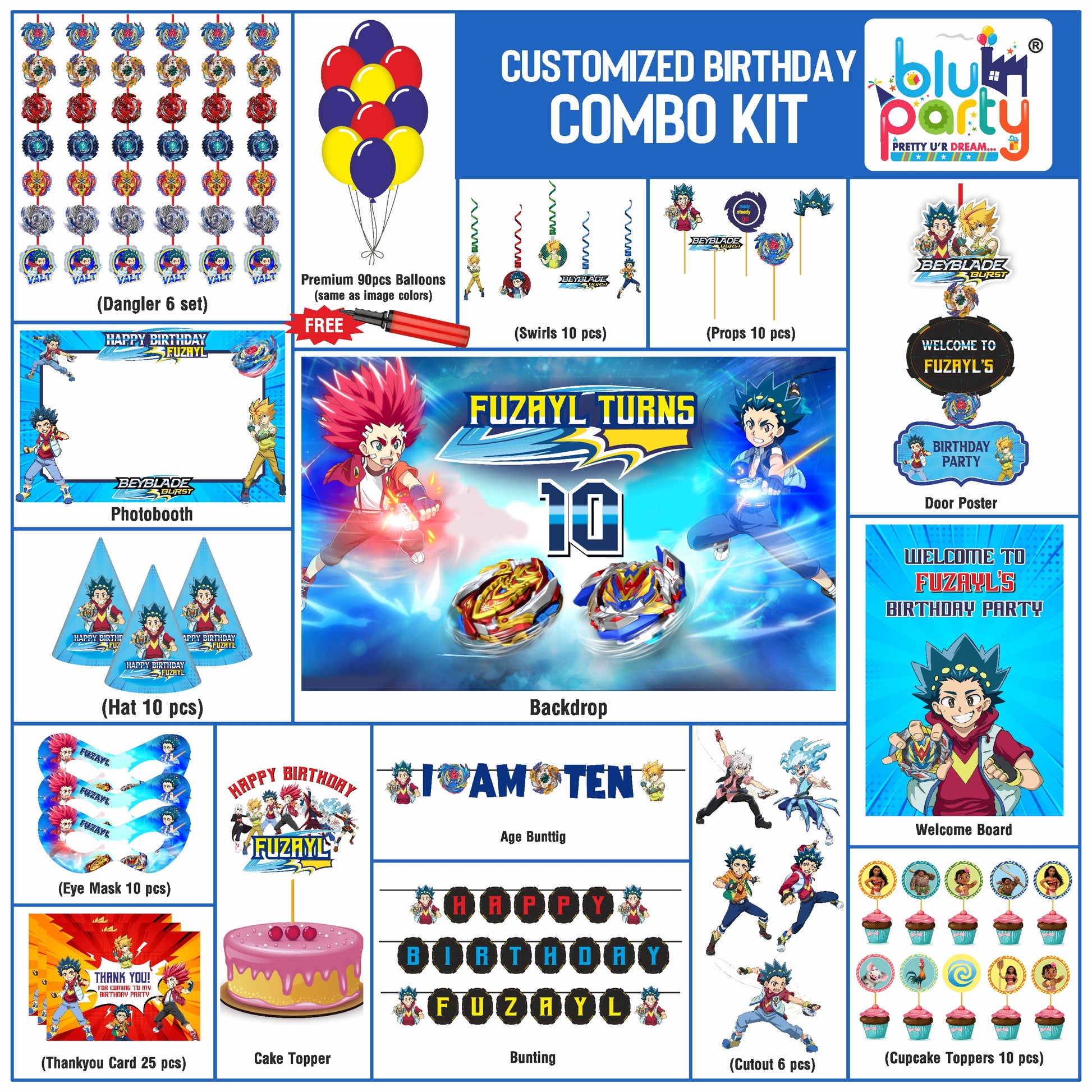 Beyblade birthday theme personalized Elite combo kit for kids