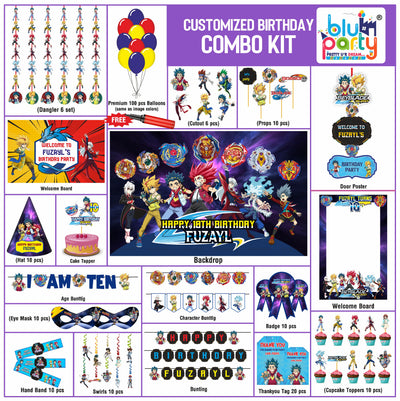 Beyblade birthday theme personalized Prime combo kit for kids party decoration
