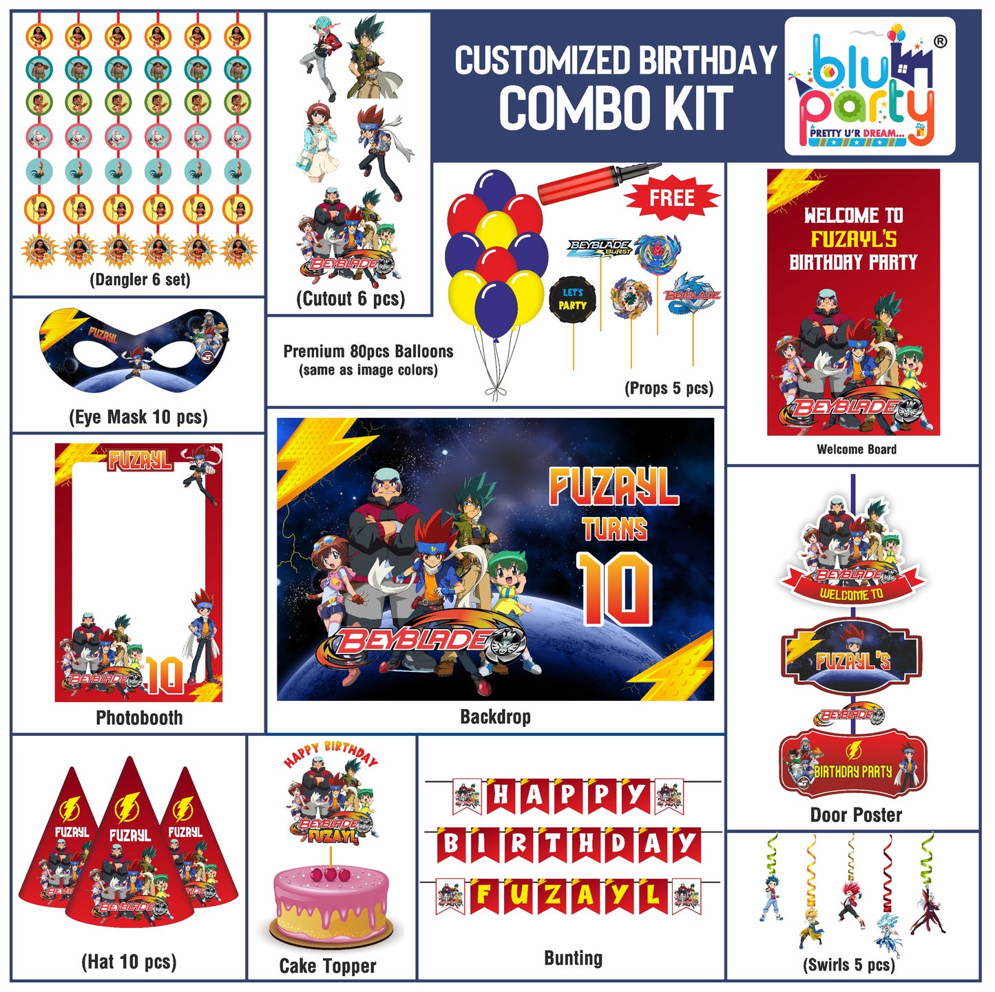 Beyblade birthday theme personalized Smart combo kit for kids