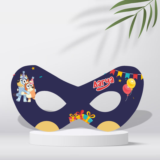 Bingo personalized birthday eye mask with child's custom name – orange Bingo face India BluParty
