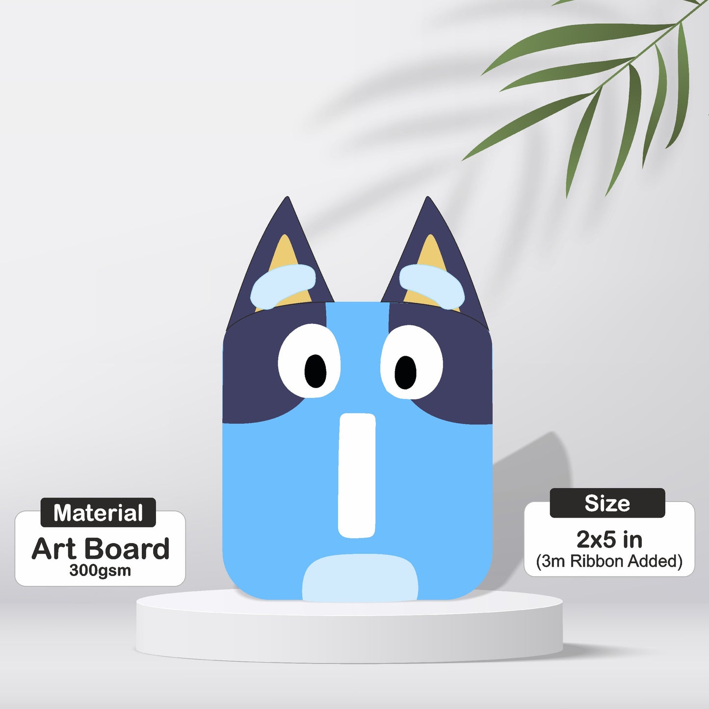 Close-up of Bluey and Bingo character artwork on a birthday age number bunting flag, vivid 300GSM artboard print for Bluey milestone party decoration – BluParty India