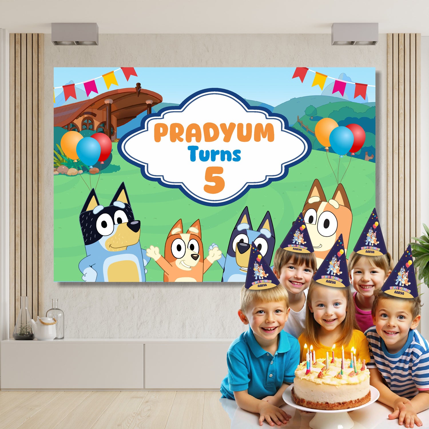 Bluey classic theme party backdrop for kids birthday decoration India