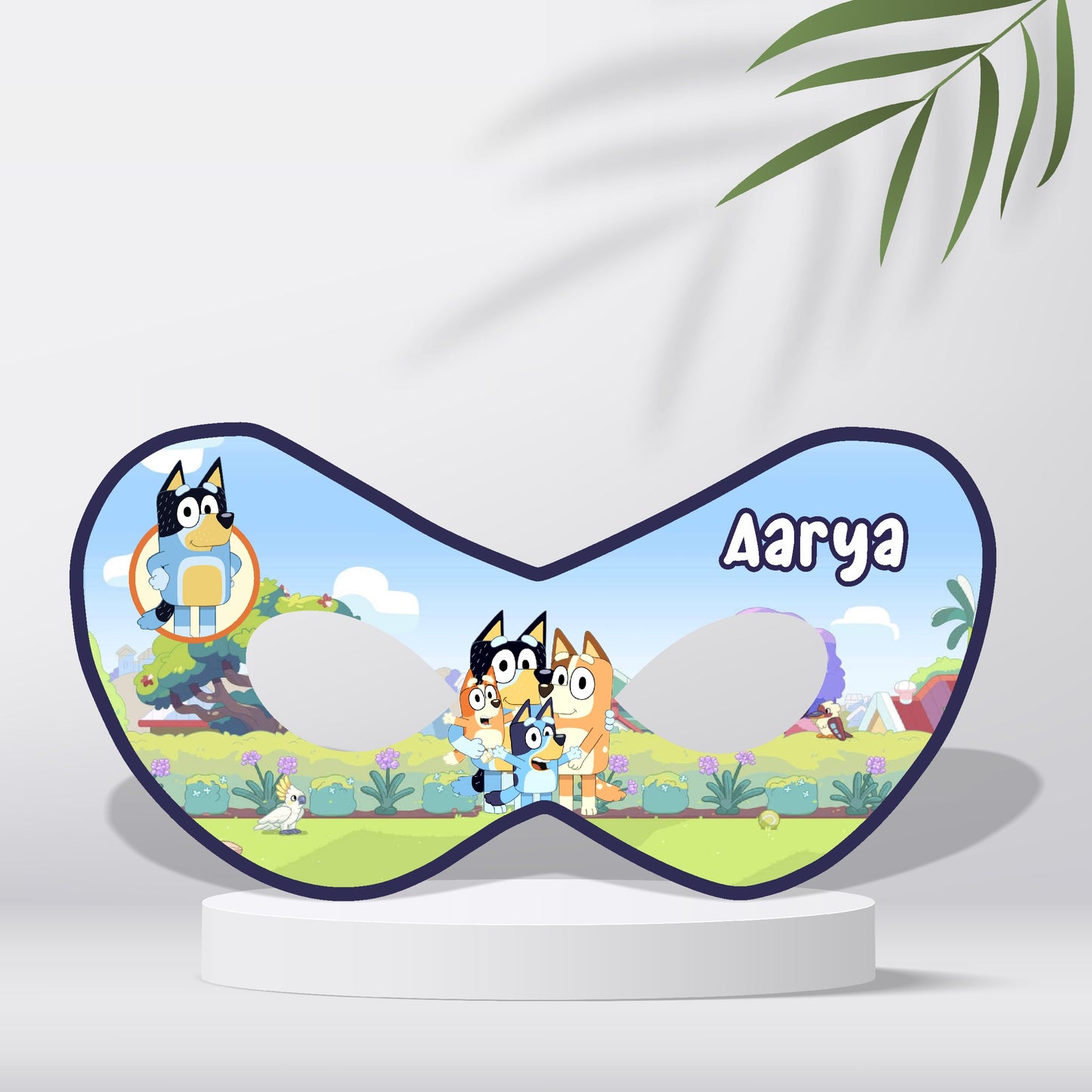 Bluey and Bingo personalized birthday eye mask with child's custom name printed – party favor India BluParty
