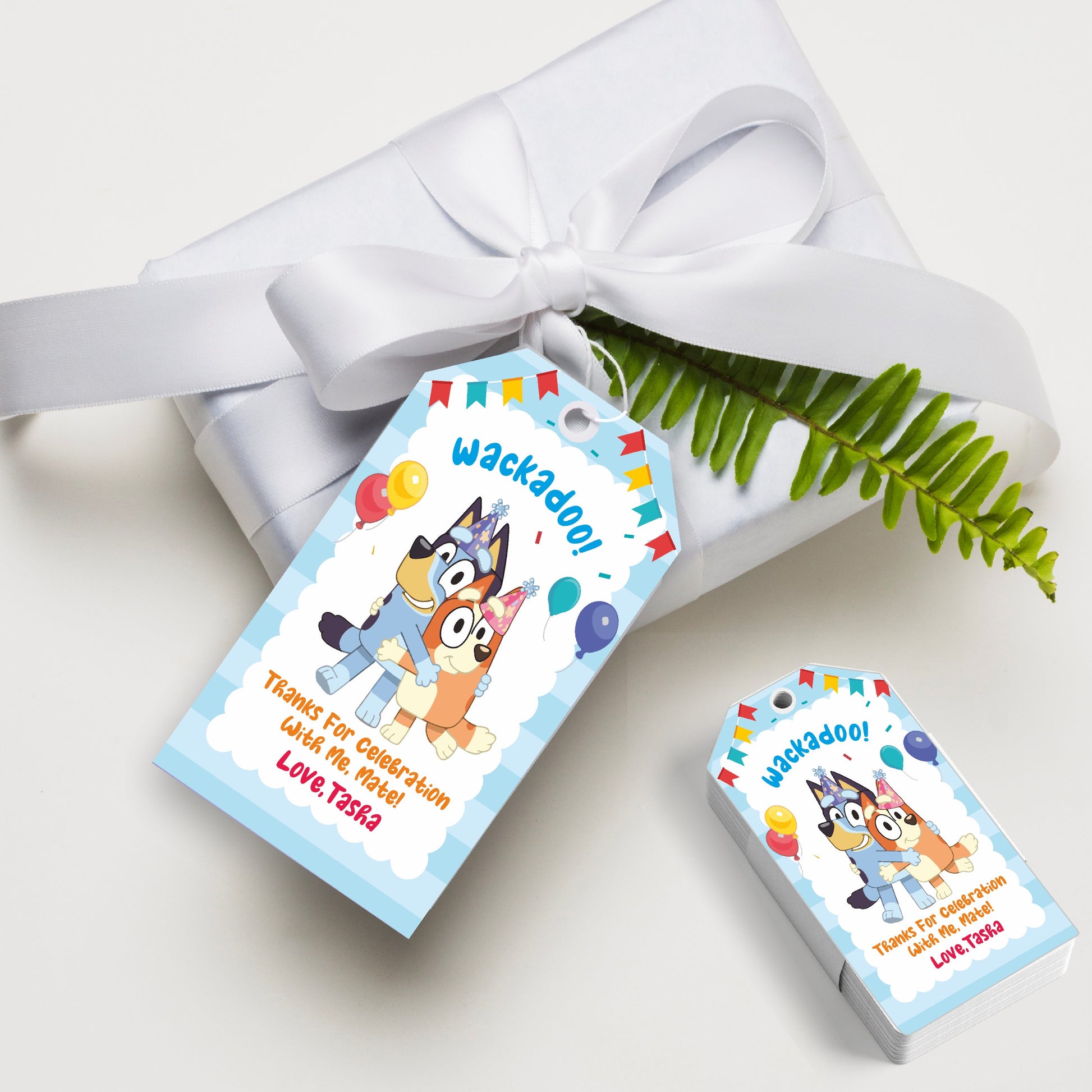 Bluey and Bingo characters on personalized birthday party thank you card – printed India
