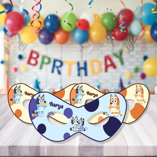 Personalised Bluey theme eye mask packed as a birthday party return gift for kids aged 2 to 7, India – BluParty