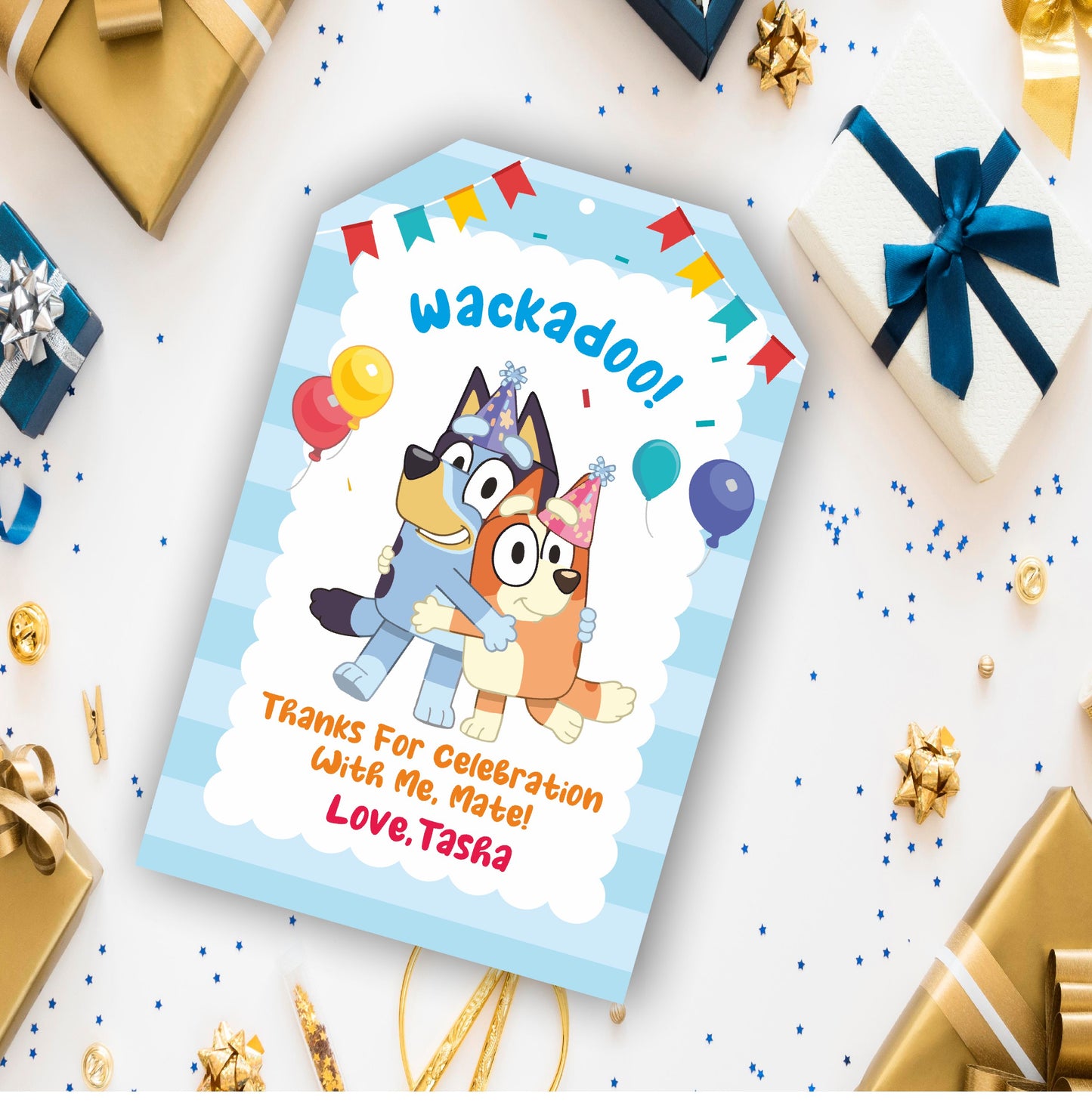 Bluey birthday thank you cards personalized with child's name – 300GSM artboard India BluParty
