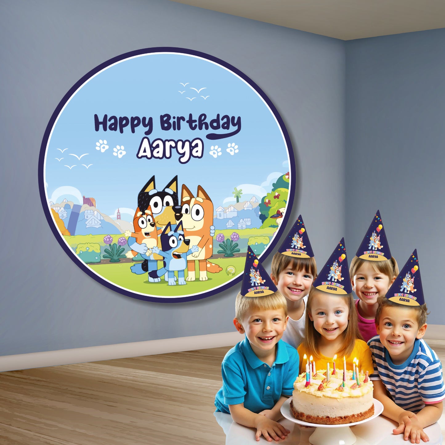 Bluey theme circle backdrop for kids birthday party decoration India