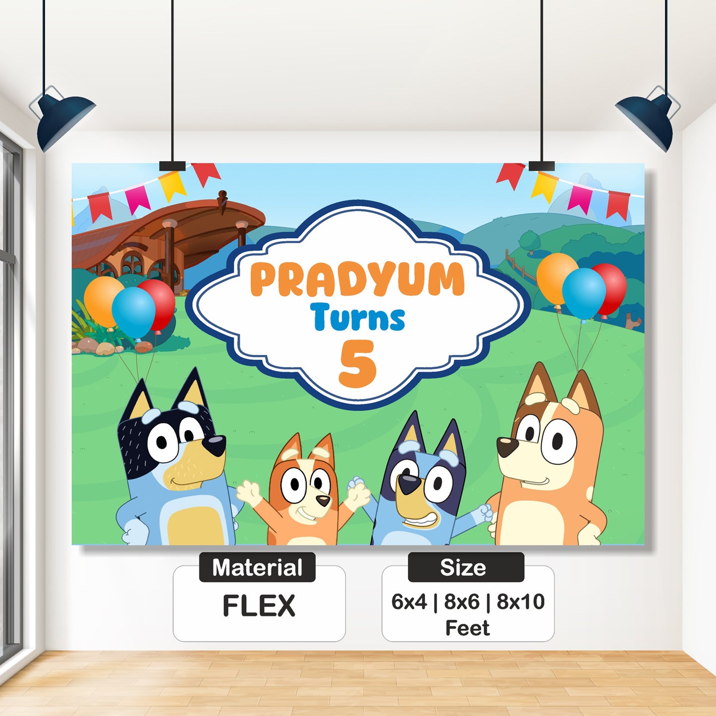 Bluey classic birthday flex backdrop 6x4 8x6 8x10 feet – buy online Blu Party