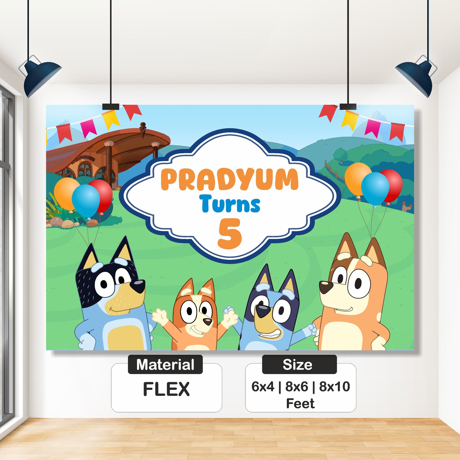 Bluey classic birthday flex backdrop 6x4 8x6 8x10 feet – buy online Blu Party