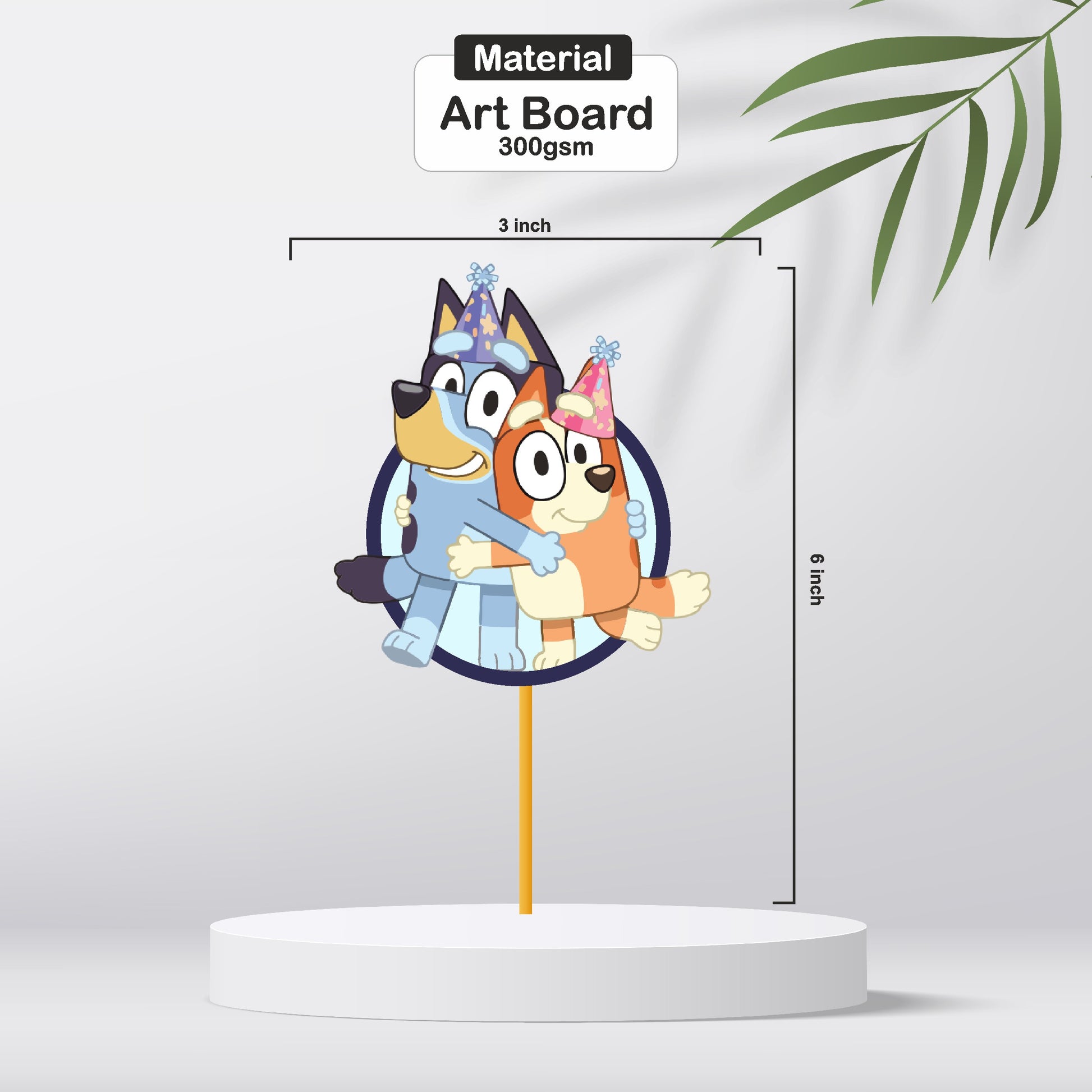 Close-up of iconic classic Bluey solo character cupcake topper showing vivid 300GSM artboard birthday cake decoration print – BluParty India