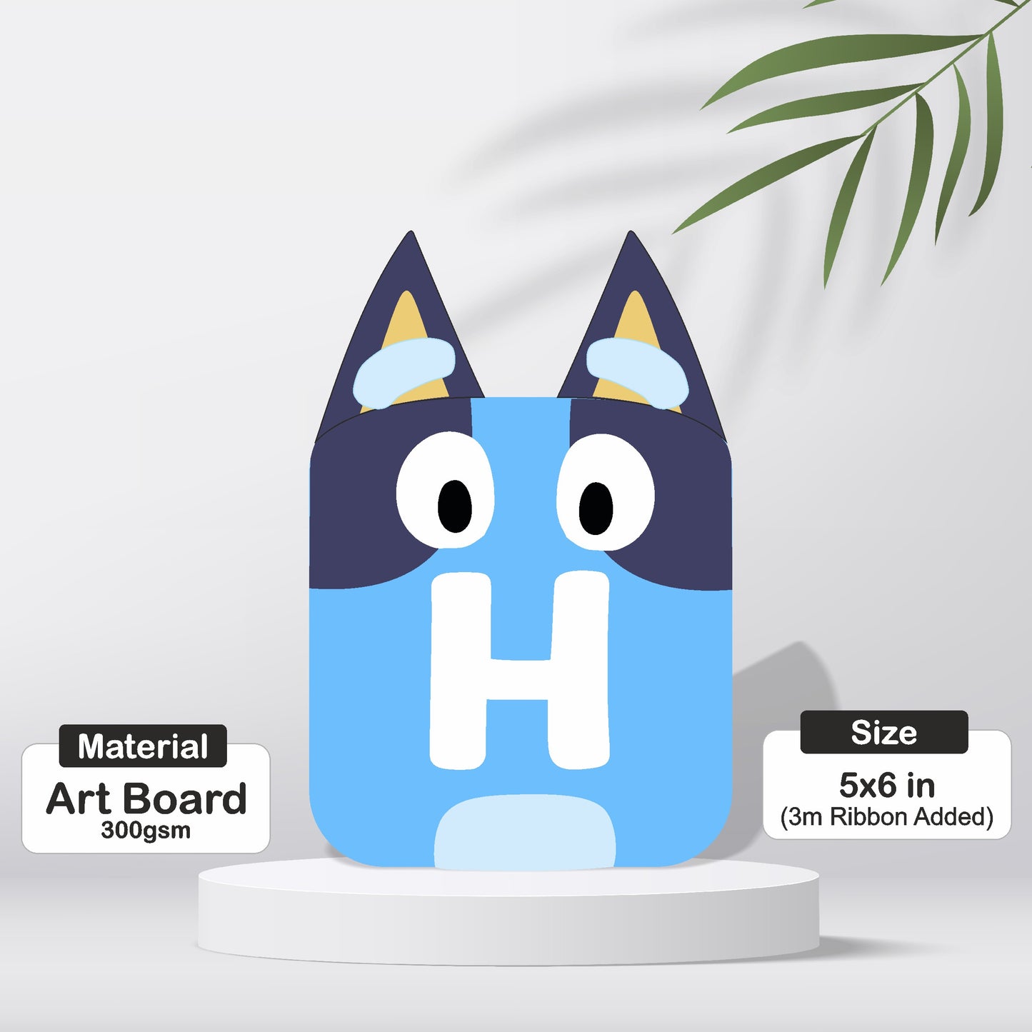 Close-up of Bluey Heeler family character artwork printed on a single 300GSM artboard bunting flag – BluParty custom birthday party decoration India