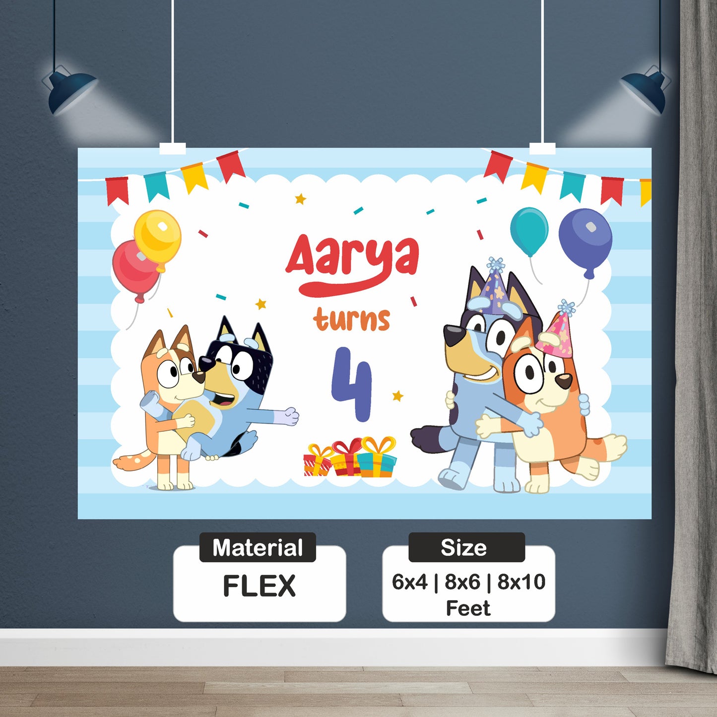 Bluey movie birthday flex backdrop 6x4 8x6 8x10 feet – buy online Blu Party
