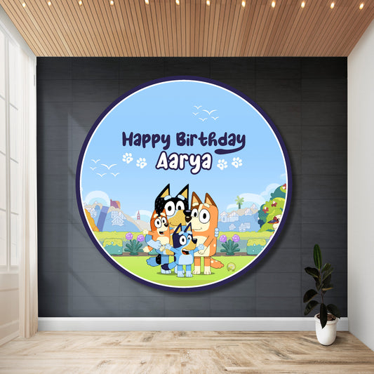 Bluey round birthday backdrop circle shape party decoration – Blu Party India