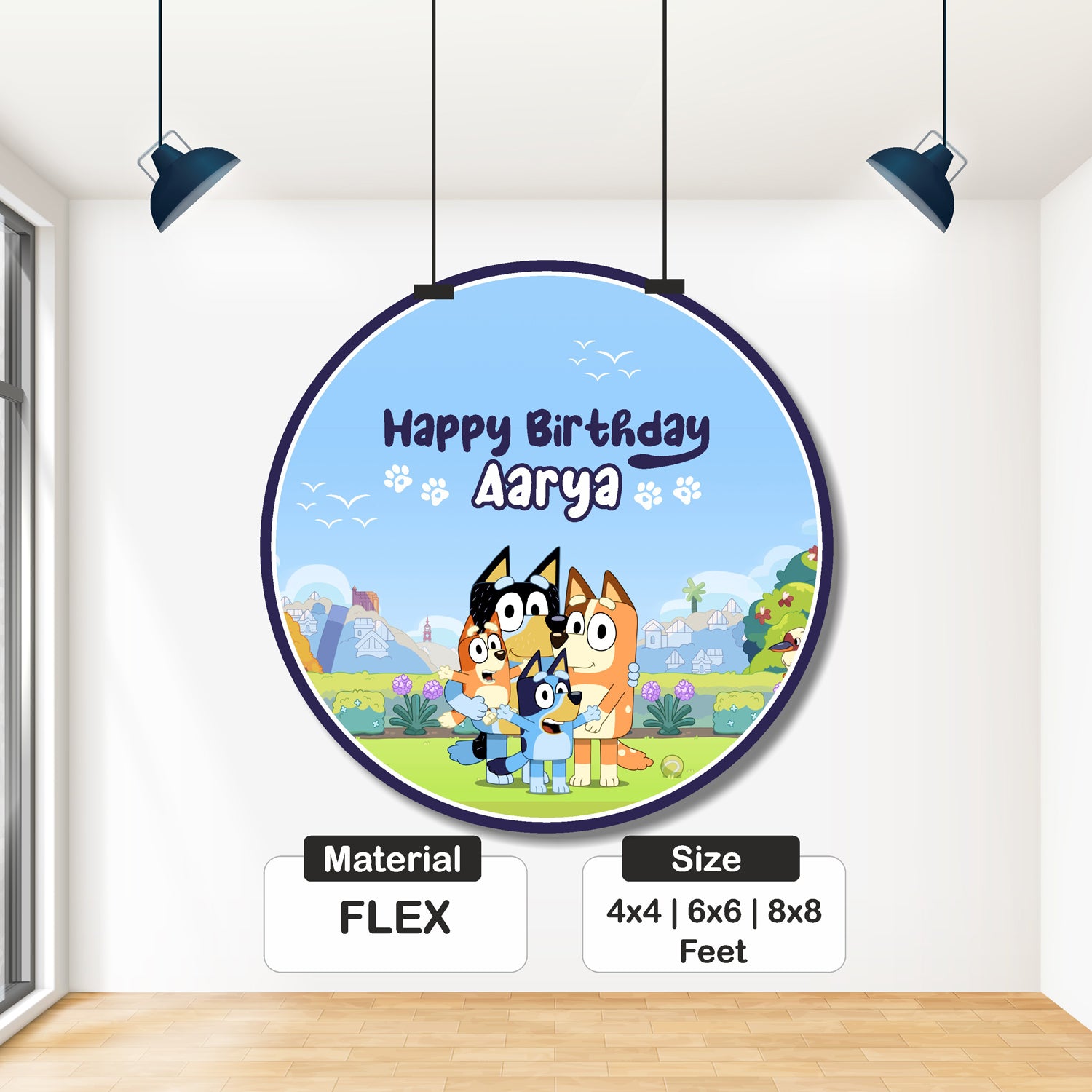 Bluey round flex backdrop 4x4 6x6 8x8 feet – buy online Blu Party India