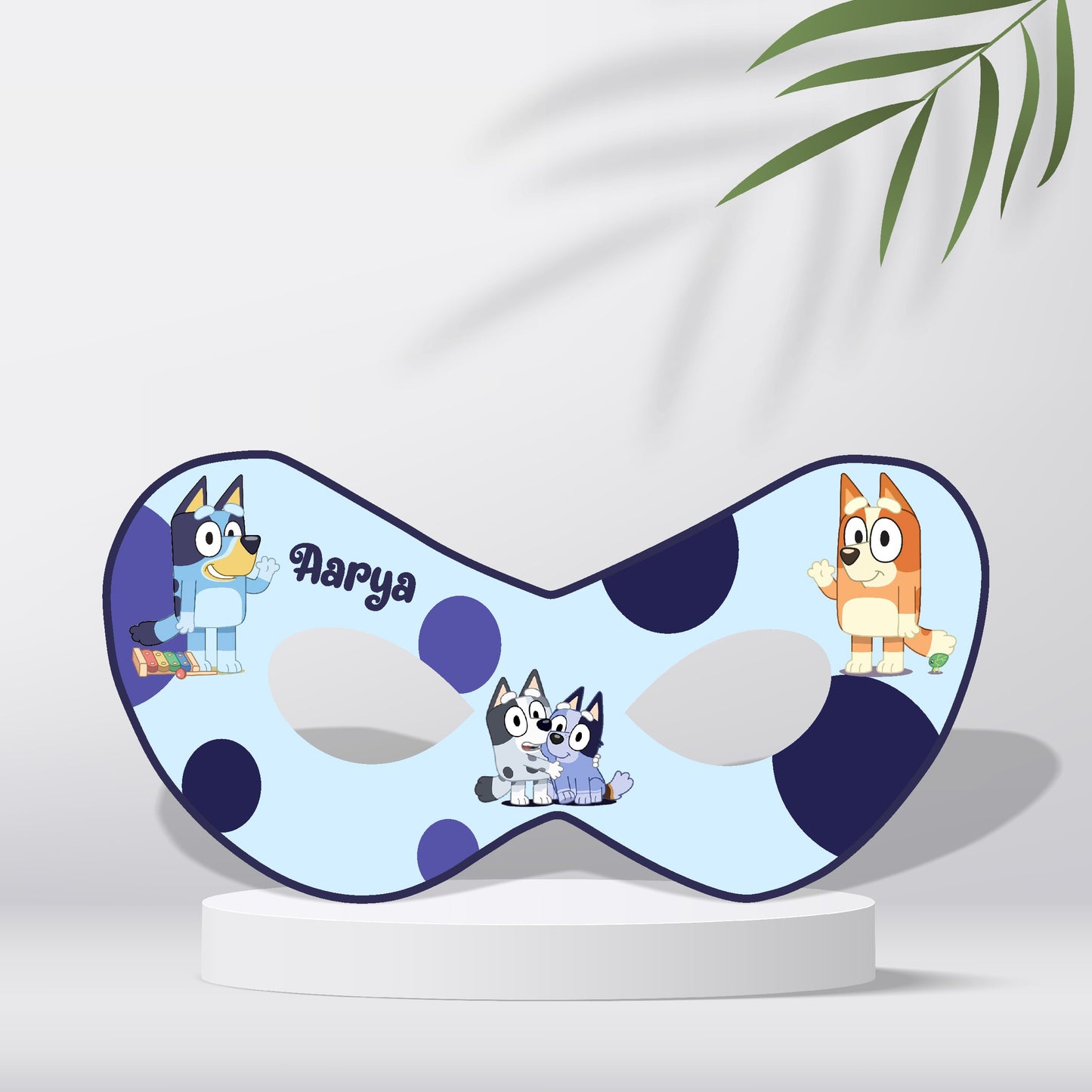 Bluey and Bingo themed customized eye mask with child's name printed, for birthday party return gifts – BluParty India