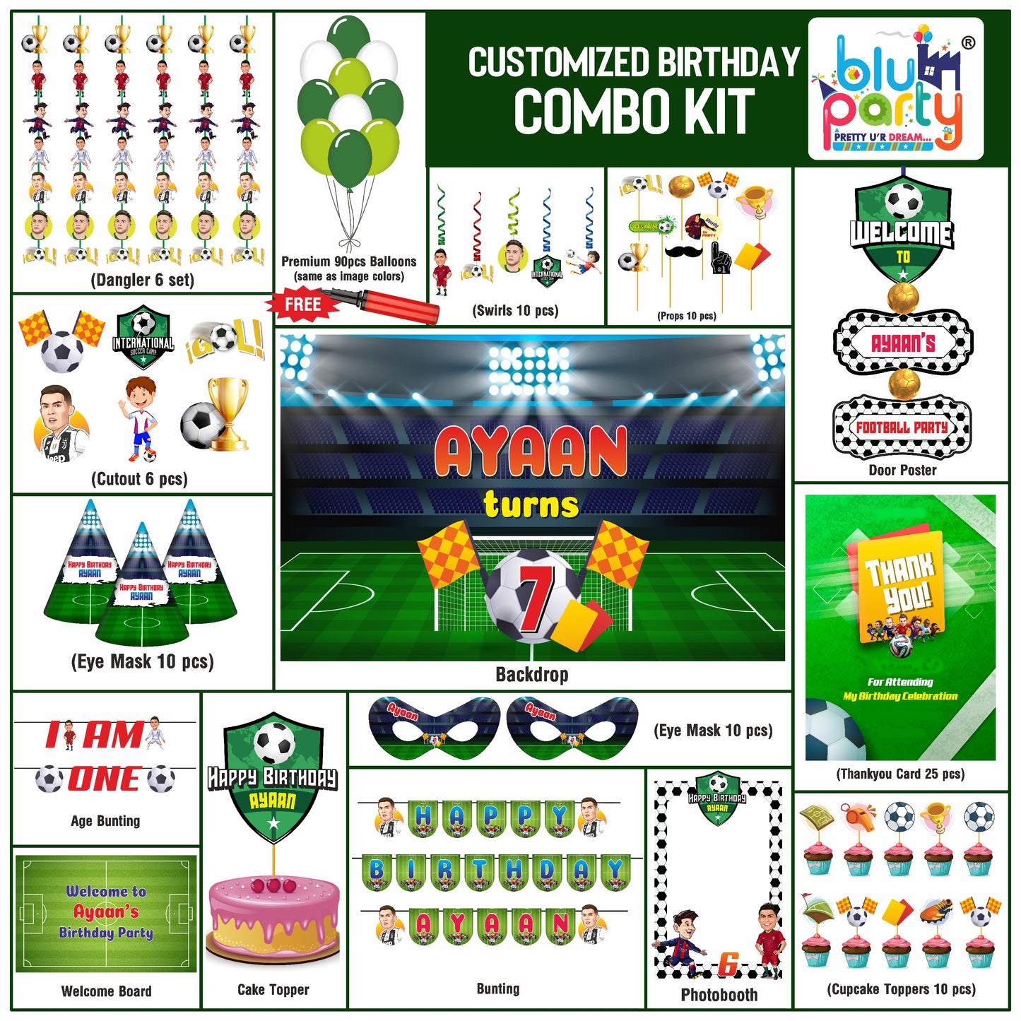 Football birthday theme personalized elite combo kit for kids party decoration