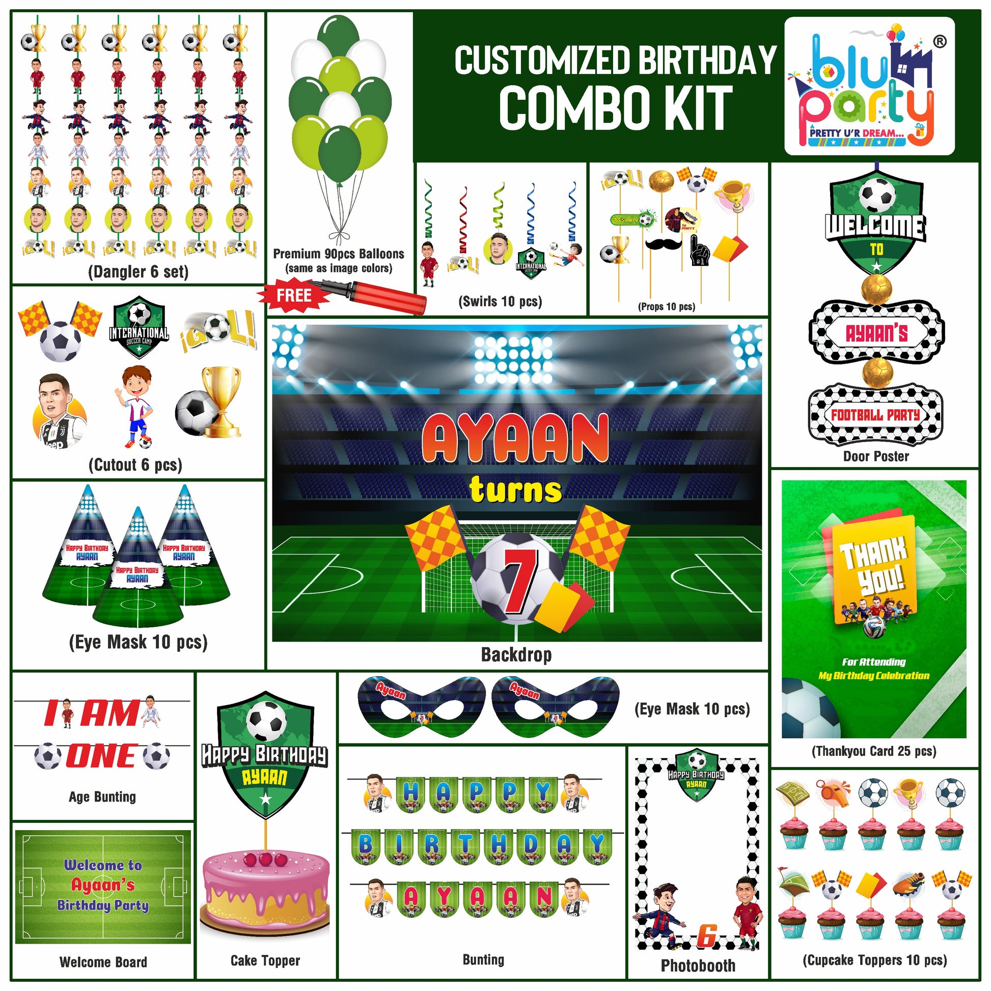 Football birthday theme personalized elite combo kit for kids party decoration