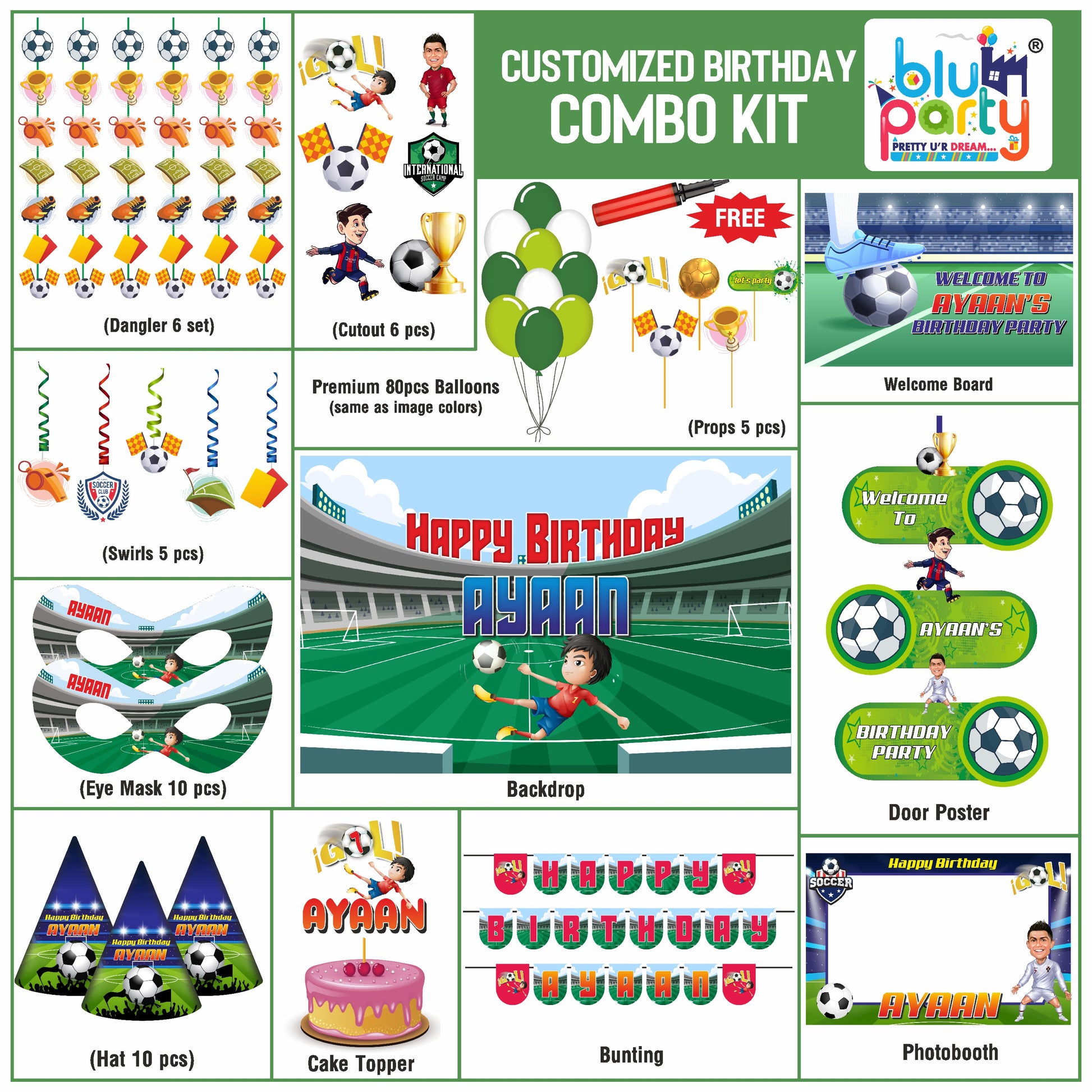 Football birthday theme personalized smart combo kit for kids party decoration