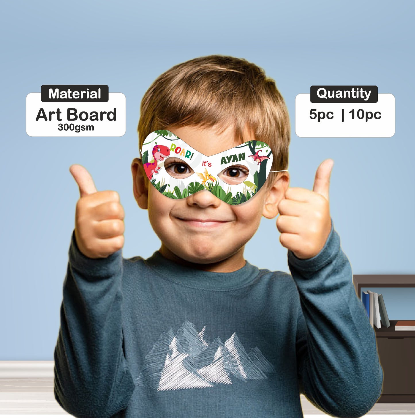 Dino Theme Personalized Eye Mask