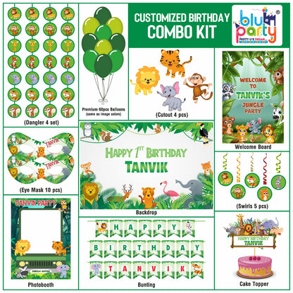 Jungle birthday theme personalized compact combo kit for kids party decoration