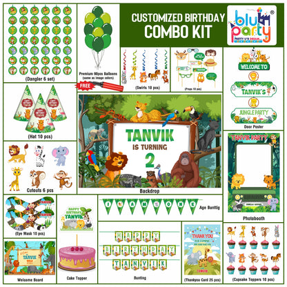 Jungle birthday theme personalized elite combo kit for kids party decoration