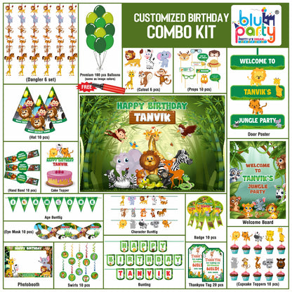 Jungle birthday theme personalized prime combo kit for kids party decoration