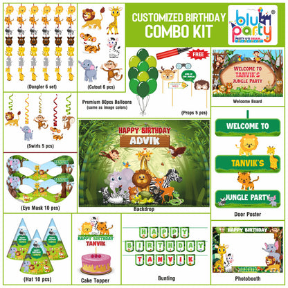 Jungle birthday theme personalized smart combo kit for kids party decoration