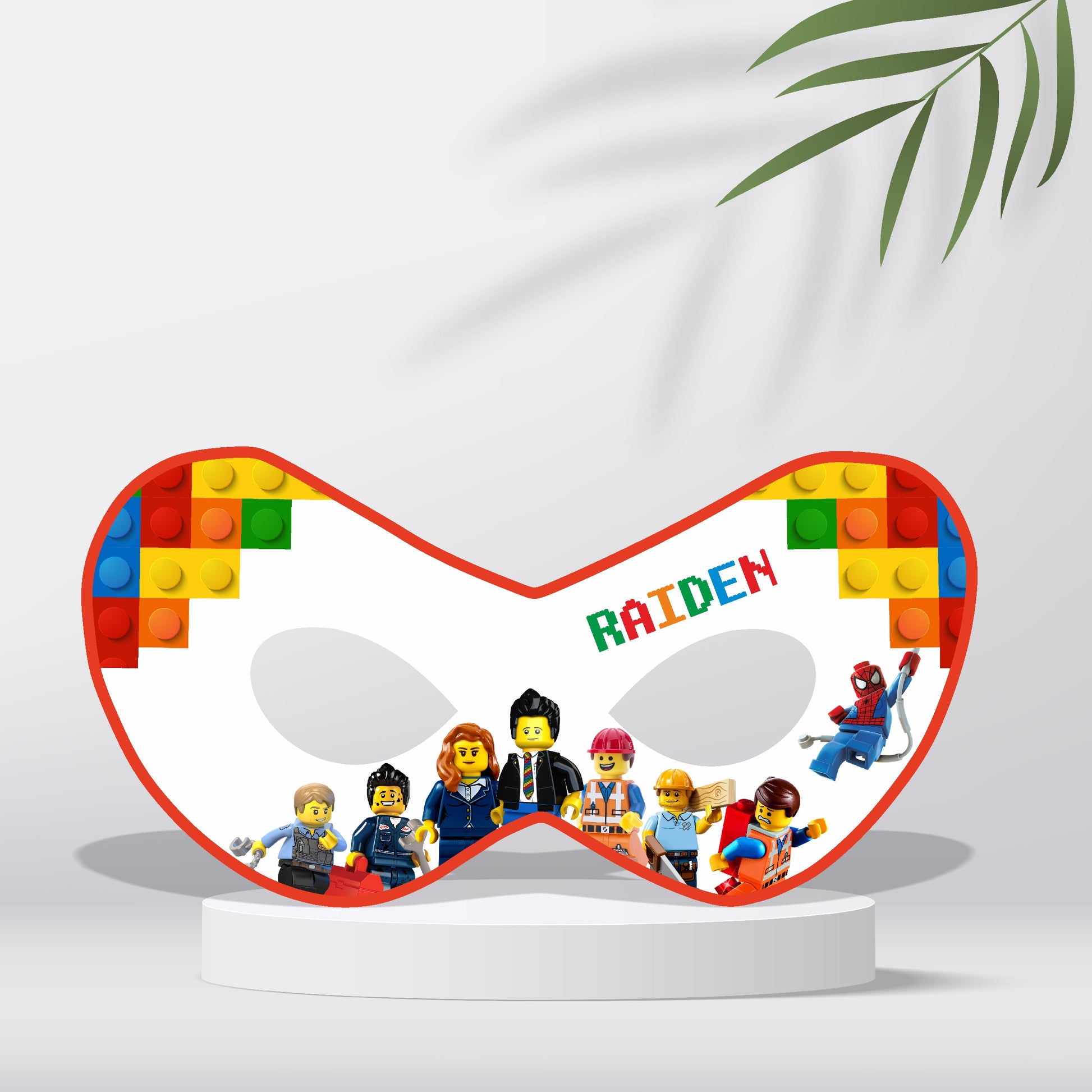 Lego Theme Personalized Eye Mask for Kids Birthday Party India
Alt Text: Lego theme personalized eye mask for kids birthday party with name custom printed on 300GSM artboard India