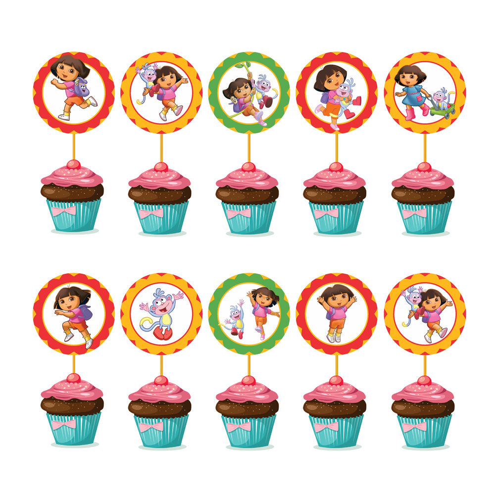 Dora the Explorer Theme Round Cup Caketopper
