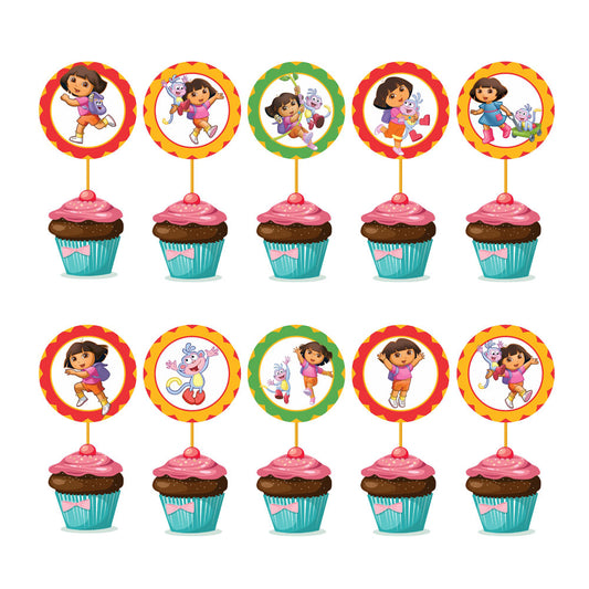 Dora the Explorer Theme Round Cup Caketopper