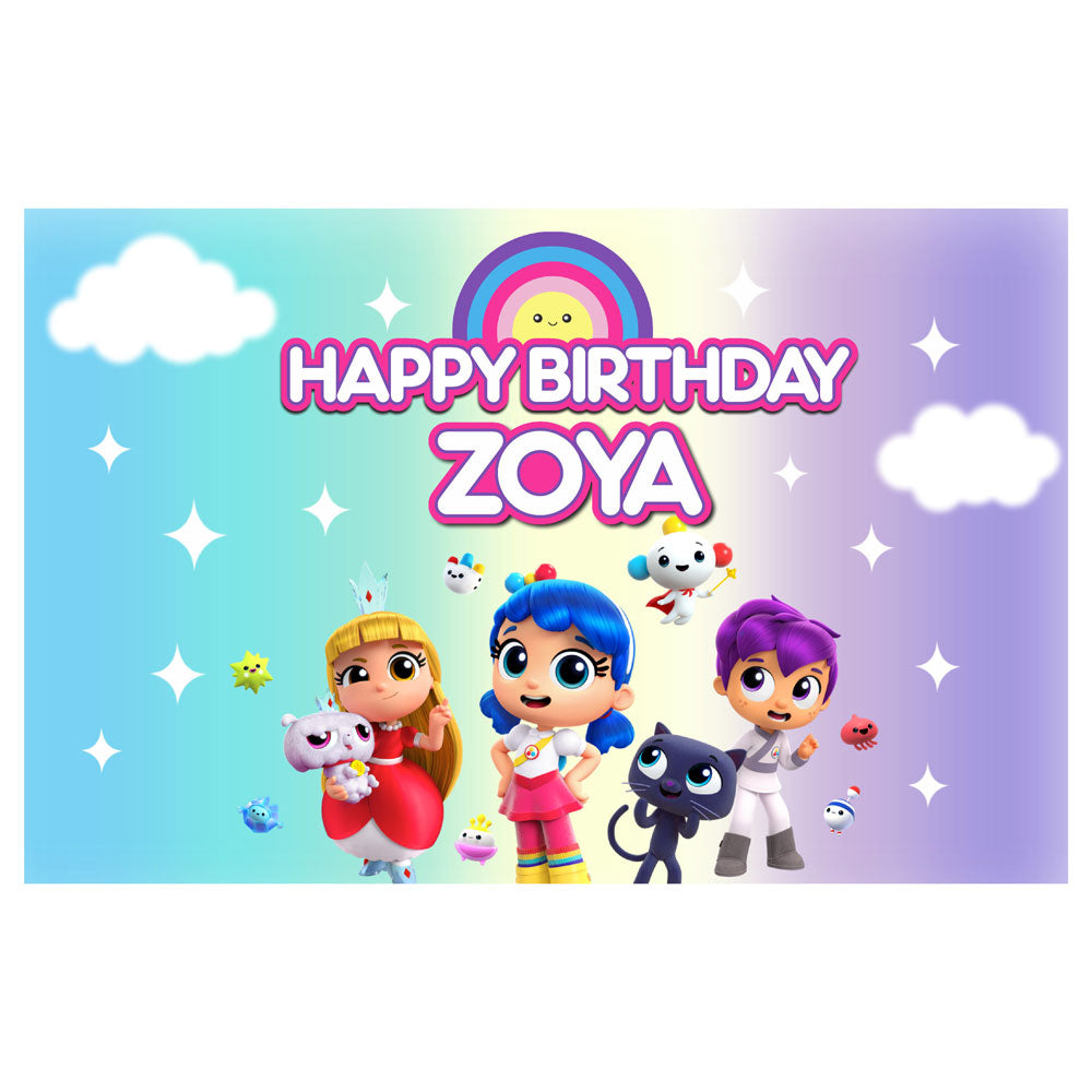 True & the Rainbow Kingdom Theme Personalized Backdrop