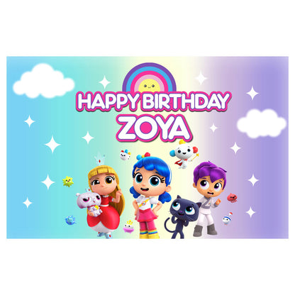 True & the Rainbow Kingdom Theme Personalized Backdrop