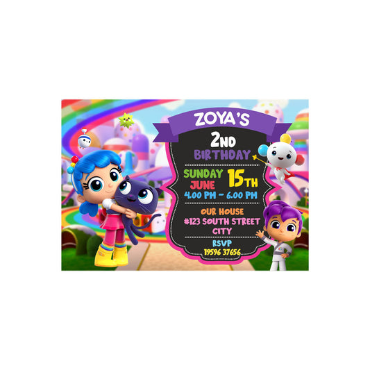 True & the Rainbow Kingdom Theme Invite