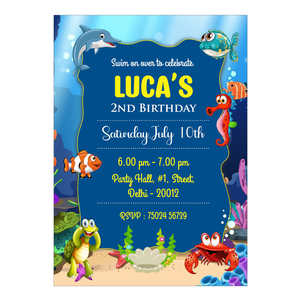 Under the sea Theme Personalized Invite