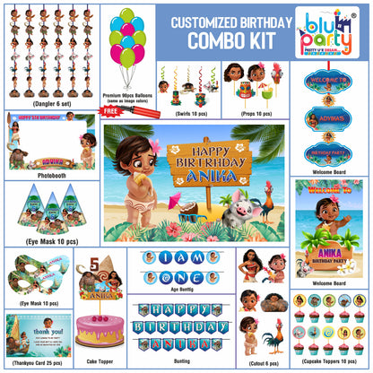 Moana personalized Elite Combo Kit for premium Moana birthday decorations