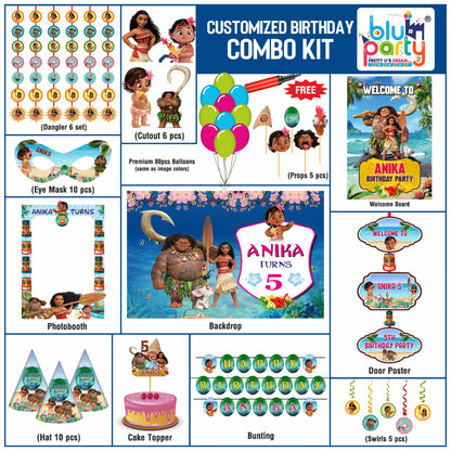 Moana Personalized Smart Combo Kit with Moana birthday party decorations