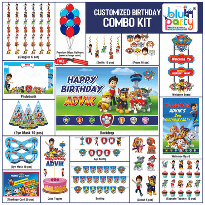 Paw Patrol birthday theme personalized prime combo kit for kids party decoration