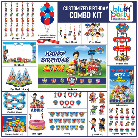 Paw Patrol birthday theme personalized prime combo kit for kids party decoration