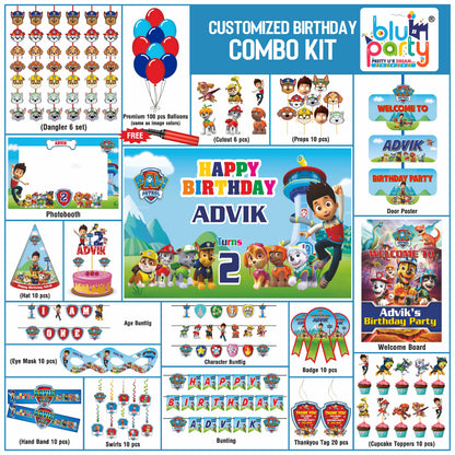 Paw Patrol birthday theme personalized prime combo kit for kids party decoration