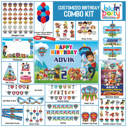 Paw Patrol birthday theme personalized prime combo kit for kids party decoration