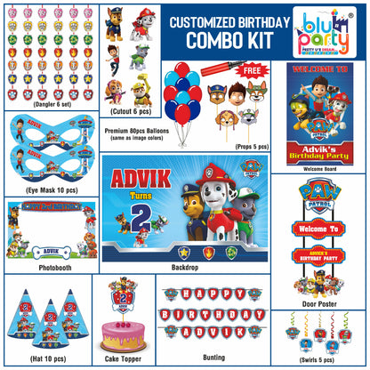 Paw Patrol birthday theme personalized smart combo kit for kids party decoration