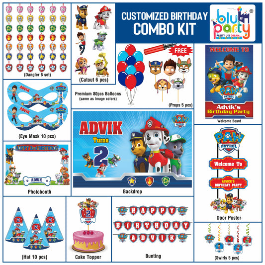 Paw Patrol birthday theme personalized smart combo kit for kids party decoration
