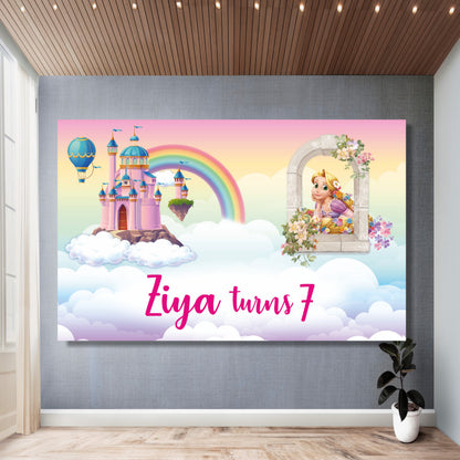 Personalized princess theme classic birthday backdrop with HD flex print for girls birthday party decoration
