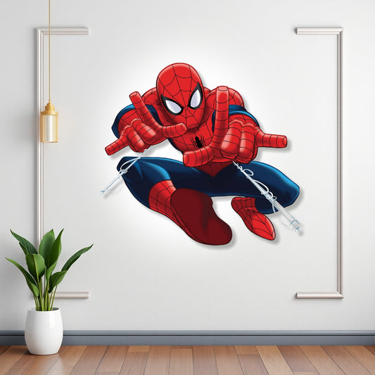 Spider-Man Web Swing BP 02 birthday character cutout showing a red-and-blue hero in a compact crouching web-swing pose