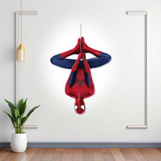 Spider-Man Upside Down BP 03 birthday character cutout showing a red-and-blue hero hanging upside down with bent legs