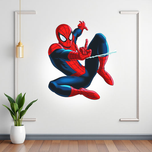 Spider-Man Swinging Hero BP 06 birthday character cutout showing a red-and-blue hero with bent legs and one hand reaching upward