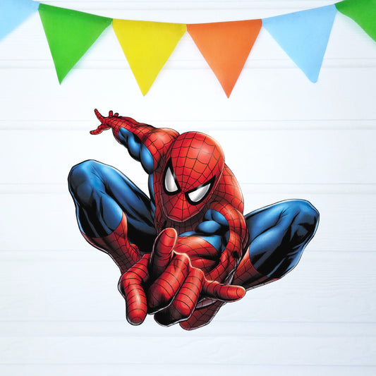Spider-Man Forward Reach BP 08 birthday character cutout showing a compact red-and-blue hero crouching with a hand extended forward, gallery image 2