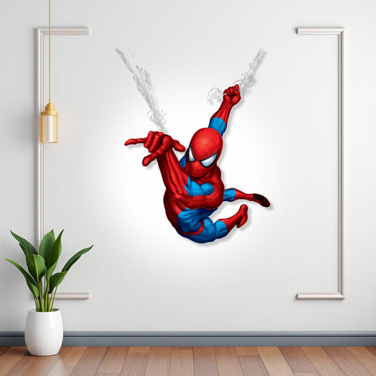 Spider-Man Dynamic Swing BP 11 birthday character cutout showing a red-and-blue hero with an upward-reaching arm and curled legs