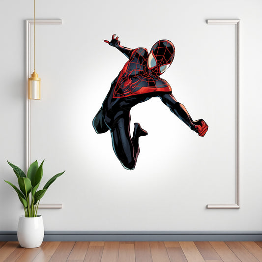 Spider-Man Black Suit BP 14 birthday character cutout showing a black-suited superhero with red details in a jumping pose