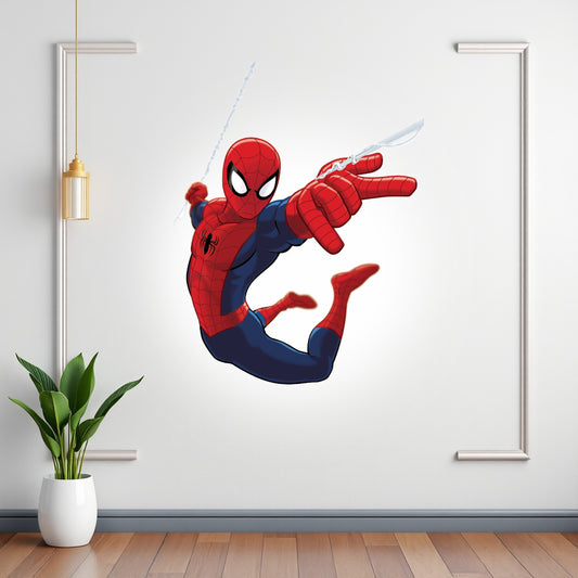 Spider-Man Chibi Action BP 15 birthday character cutout showing a large-headed red-and-blue superhero in a curved action pose